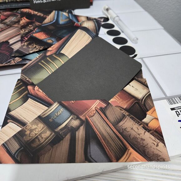 Handmade Library Book ENVELOPES W Flat Cards Approx 4" X 6"  W Seals Gel Pen Inc - Picture 2 of 10